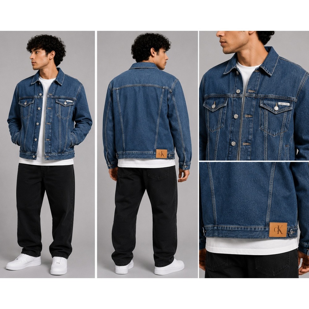 Calvin Klein Jeans Denim Trucker Jacket Men's XL Blue Slate Cotton Button Front